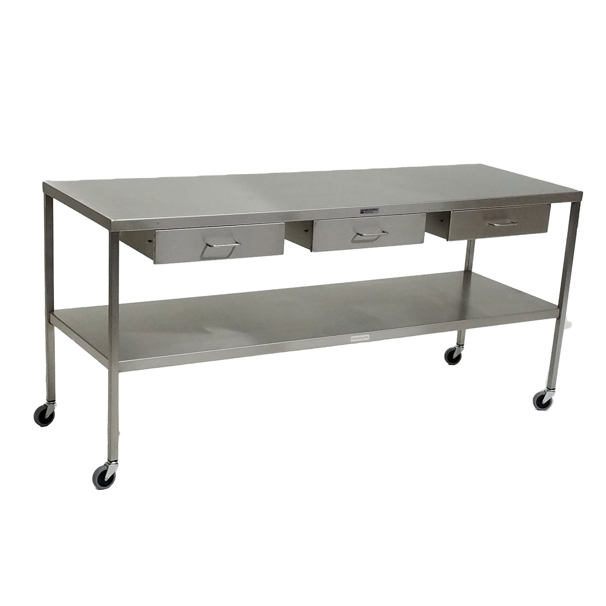 Midcentral Medical MCM-548/549 SS Instrument Table with Shelf and Drawers Midcentral Medical