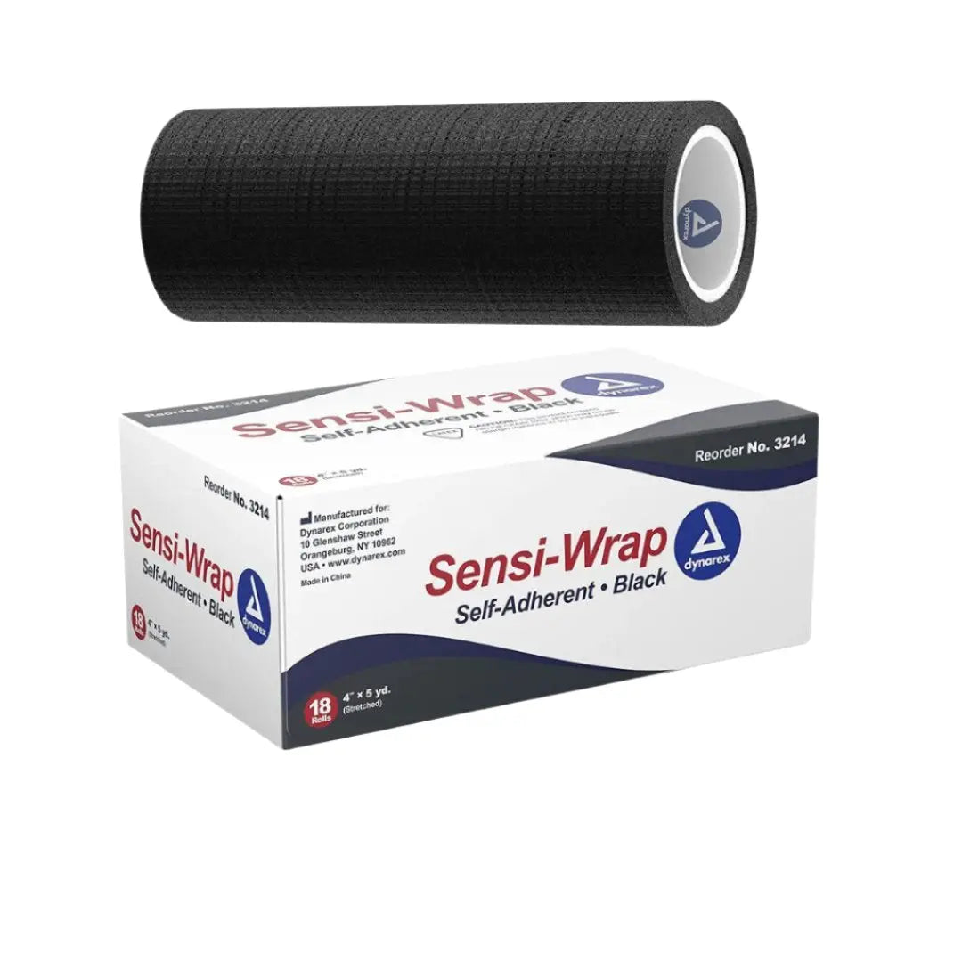 Dynarex 3214 Sensi Latex Self-Adherent Wrap 4" x 5 yds Black Box of 18 Dynarex