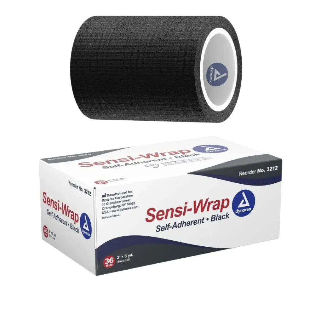 Dynarex 3213 Sensi Latex Self-Adherent Wrap 3" x 5 yds Black Box of 24 Dynarex