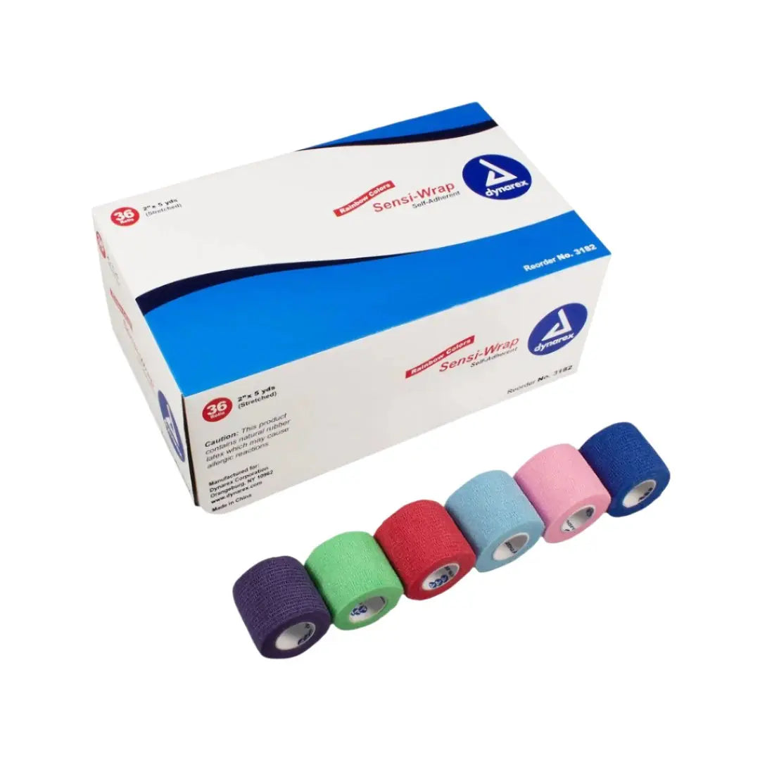 Dynarex 3216 Sensi Latex Free Self-Adherent Wrap 2" x 5 yds Assorted Colors Box of 36 Dynarex