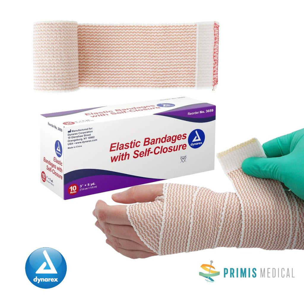 Elastic Bandages with Self-Closure 3" x 5yd Latex Free Box of 10
