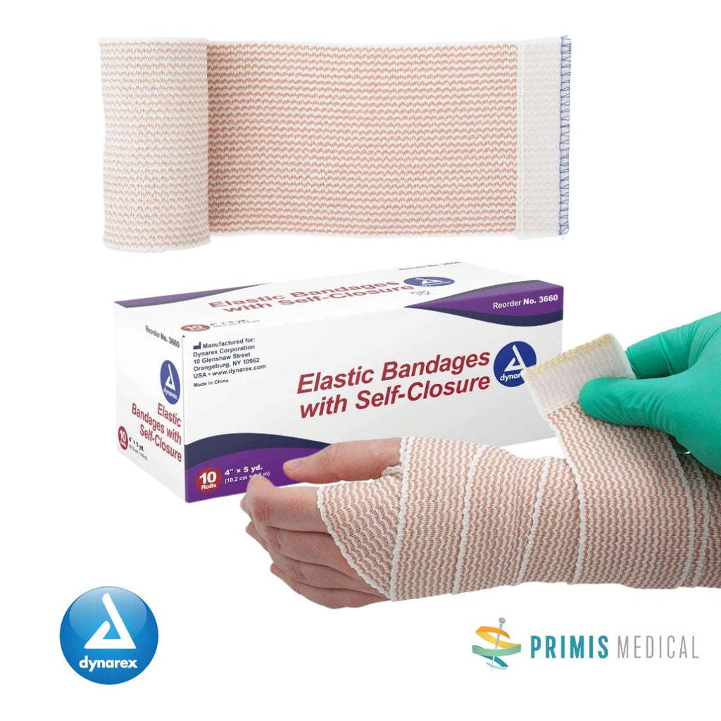 Elastic Bandages with Self-Closure 4" x 5yd Latex Free 10 Box