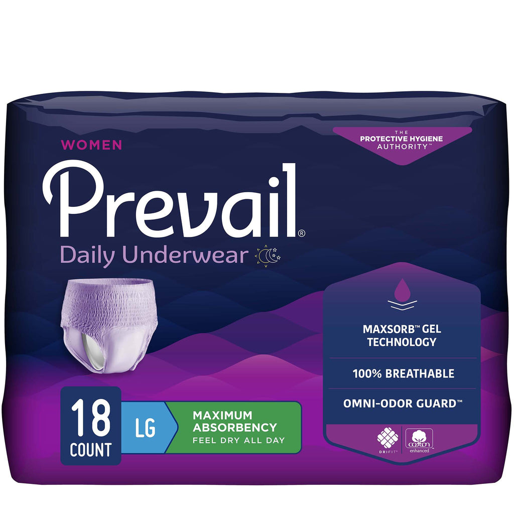 Prevail for Women Daily Absorbent Underwear, Large, Heavy Absorbency Pack of 18