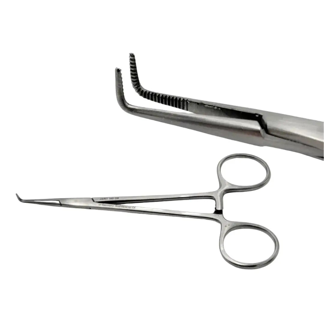 Jarit 140218 Petit-Point Mixter Forceps Right Angled 137mm Partial Jaw Serrated 5-3/8" Jarit