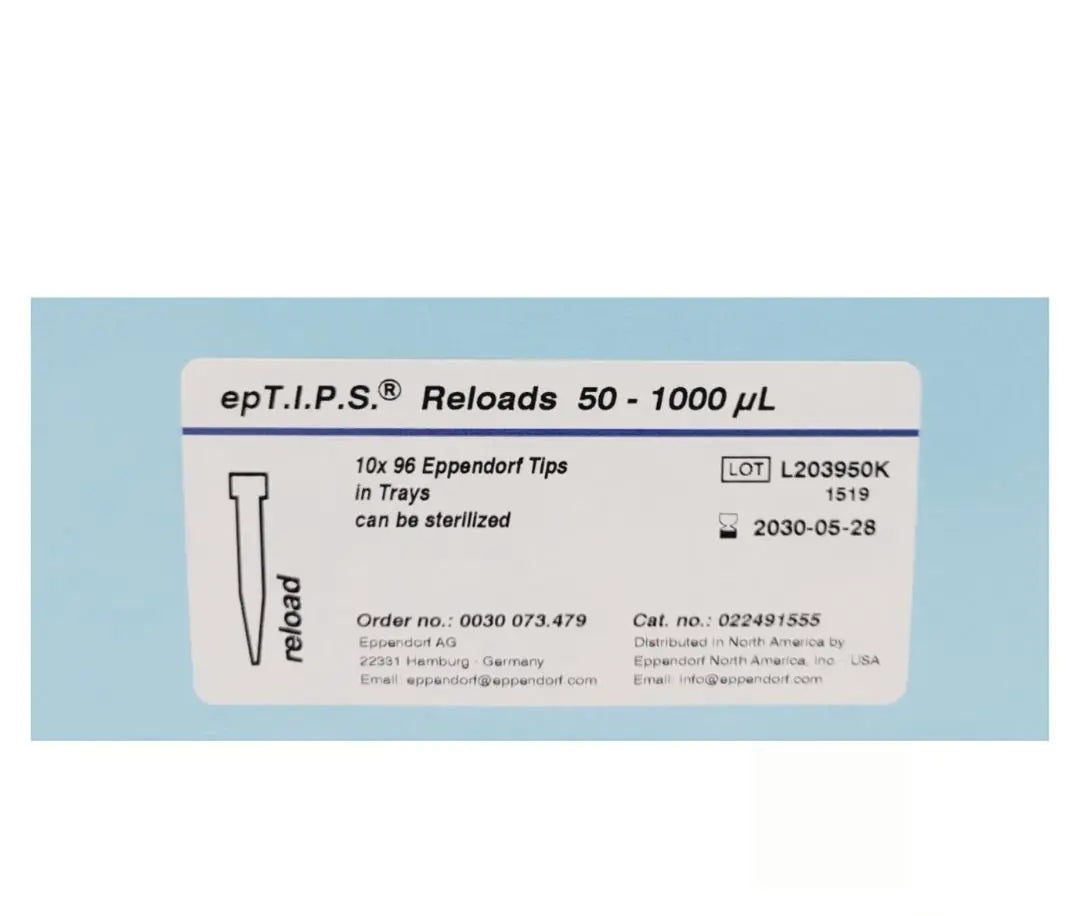Eppendorf 022491555 Box Of 960 Reloads 50-1000Ul 10 X 96 Eppendorf Tips In Trays Can Be Sterilized Eppendorf