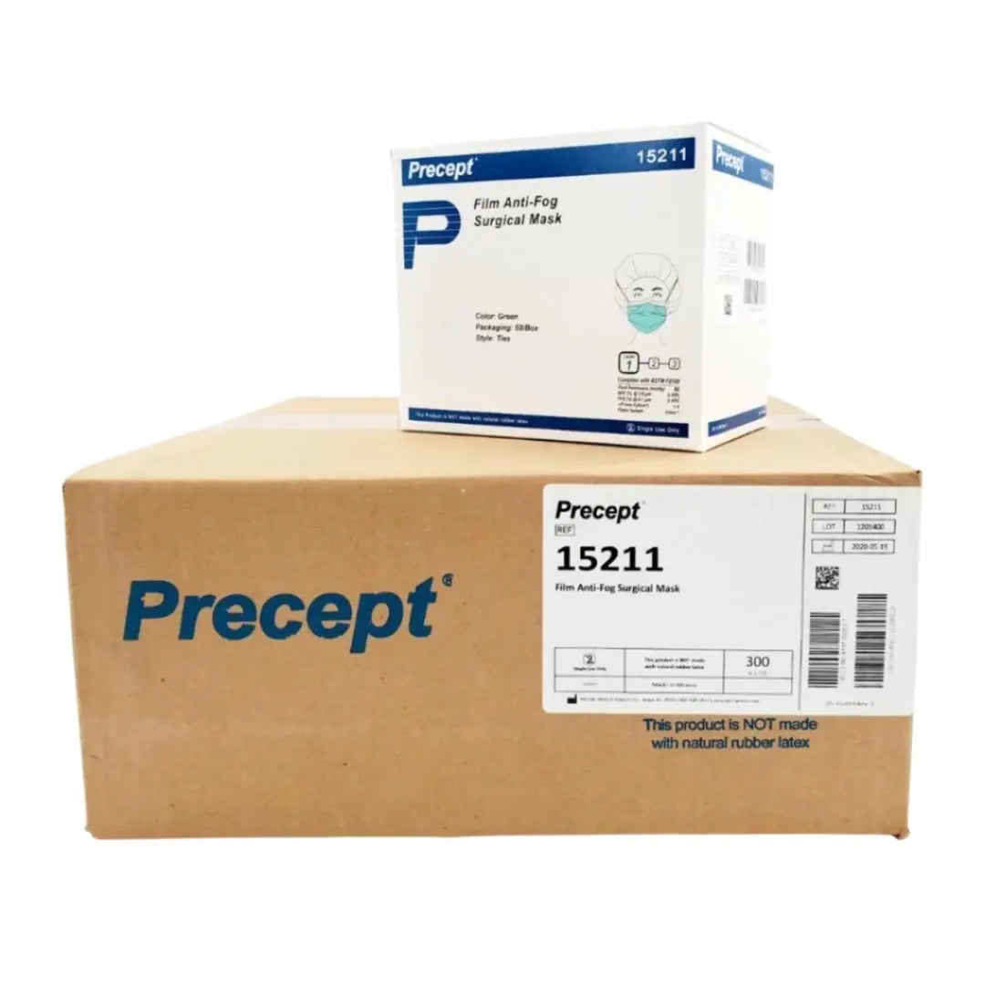 Precept 15211 Level 1 Film Anti-Fog Surgical Specialty Face Mask Green 300 Case Precept