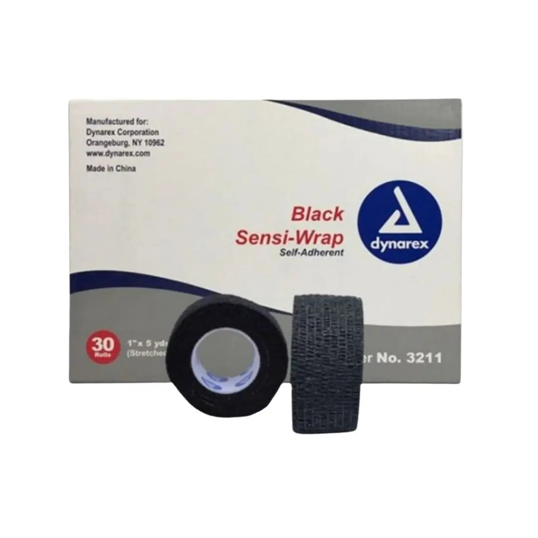 Dynarex 3211 Sensi Latex Wrap Self-Adherent Black 1" x 5 yds Box of 30 Dynarex