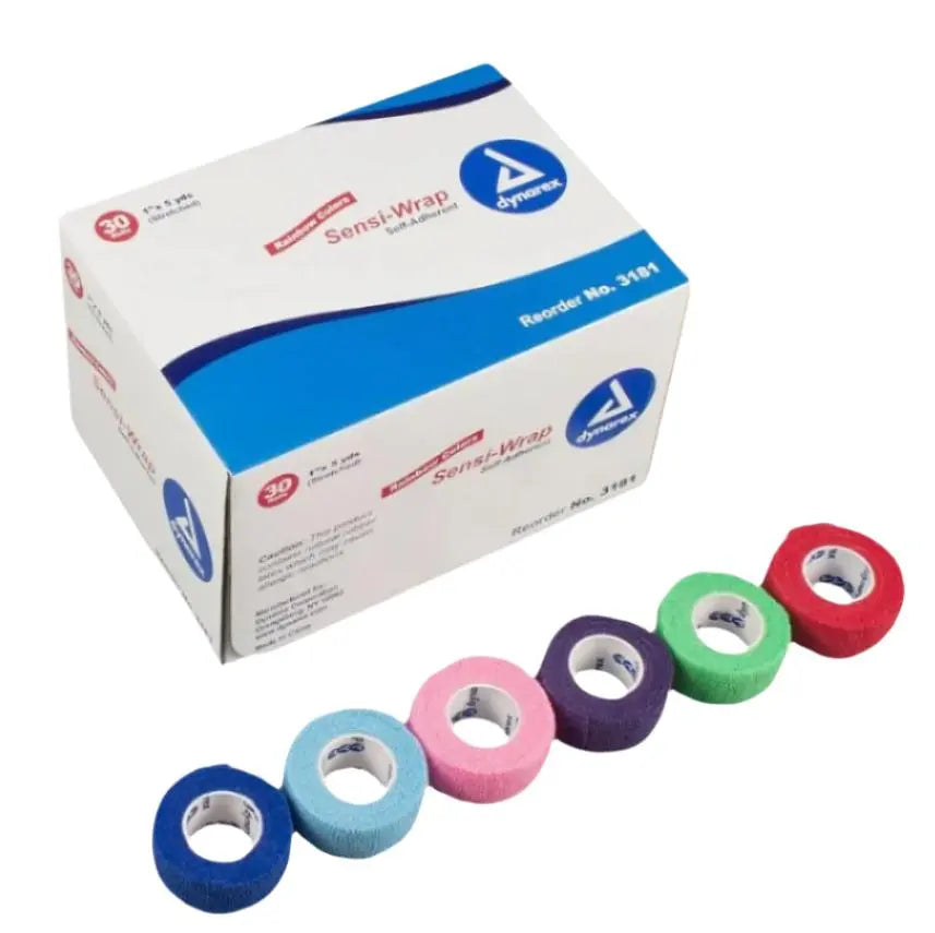 Dynarex 3215 Sensi Latex Free Self-Adherent Wrap 1" x 5 yds Assorted Colors Box of 30 Dynarex