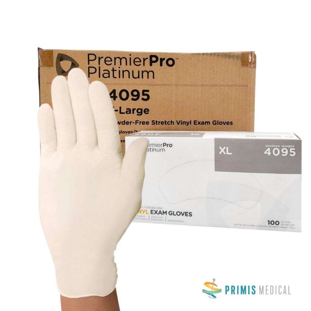 PremierPro Platinum Powder Free Vinyl Medical Exam Gloves XLarge 1000 CS