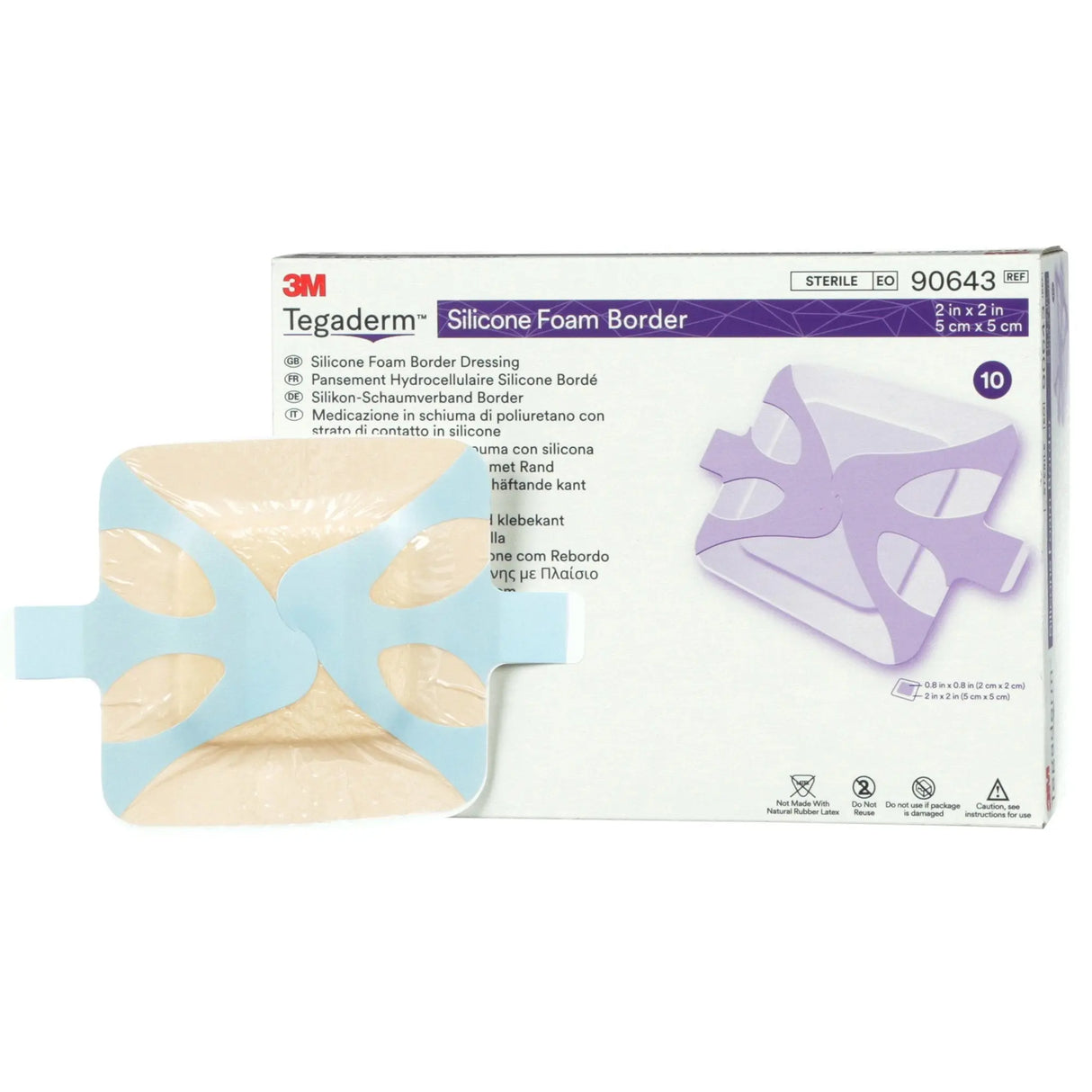 3M Tegaderm Silicone Foam Dressing, 2 x 2 Inch Box of 10 3M