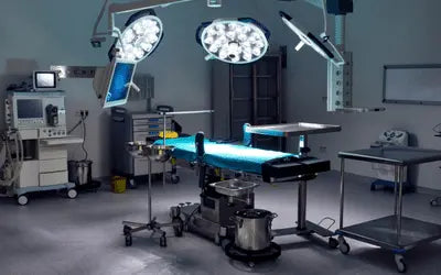 Advanced operating room featuring professional surgical lighting, sterile tables, and high-performance clinical instrumentation.