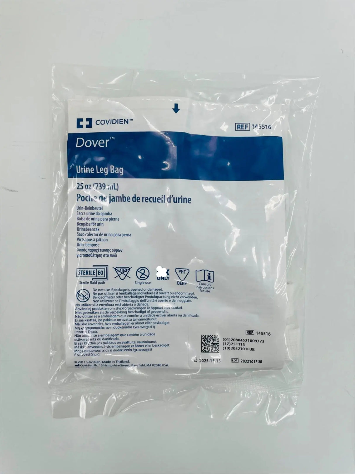 Covidien 145516 Dover Urine Leg Bag 25oz Box of 50 Covidien