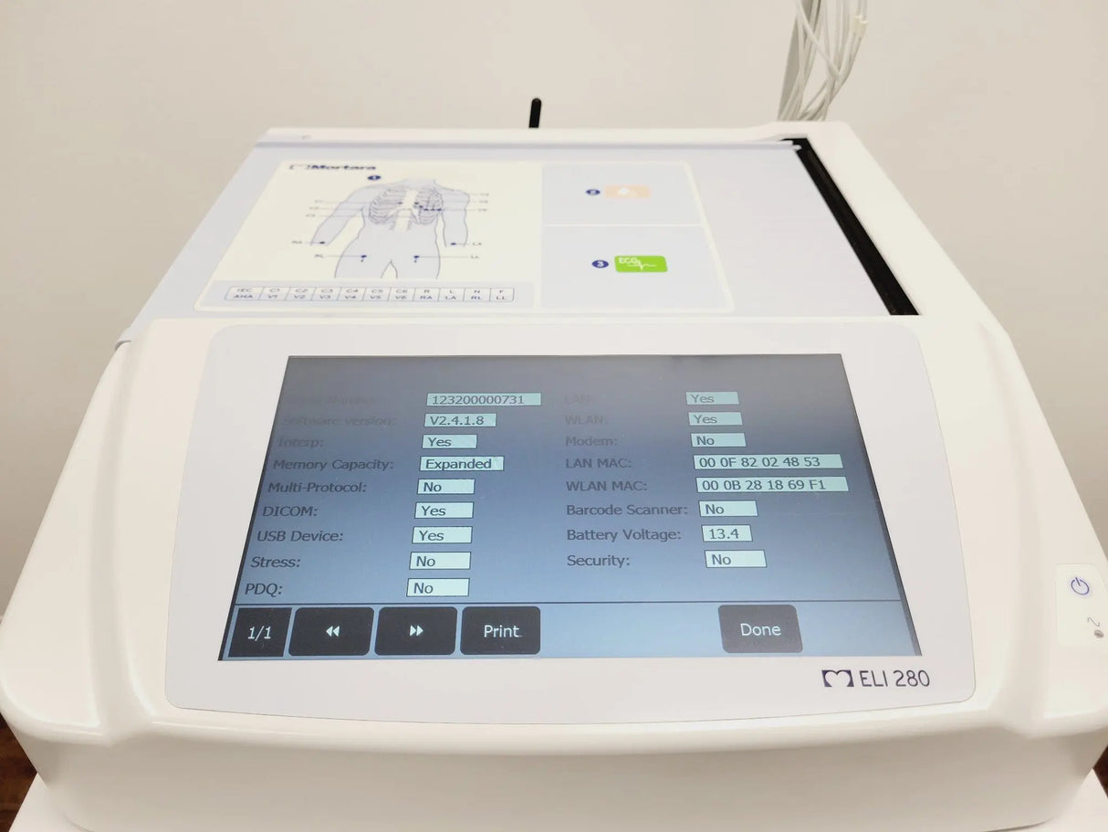 Welch Allyn ELi 280 12-Lead Multi-Channel Electrocardiograph & Cart Ver 2.4.1.8 Reconditioned Welch Allyn