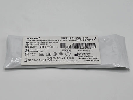 Stryker 2108 Series 2108-150-000 Sagittal Blade 73.8 x 1.02 x 12.5mm Stryker
