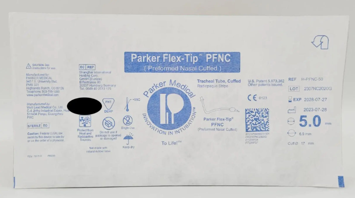 Parker Medical H-PFNC-50 Flex-Tip Performed Nasal Cuffed 5.0mm 5BX Parker