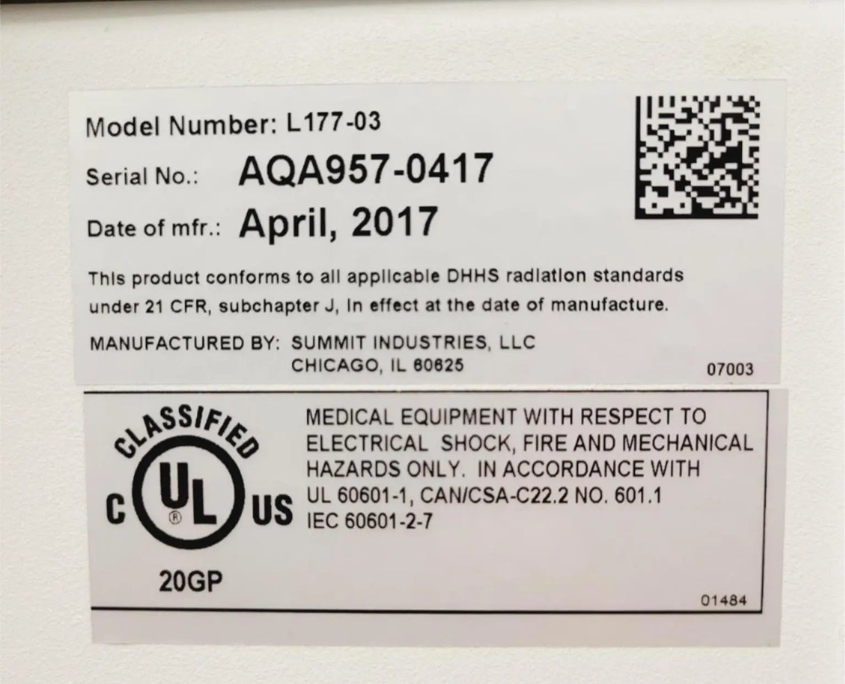 Summit Industries L177-03 Systems Cabinet & Generator Summit Industries