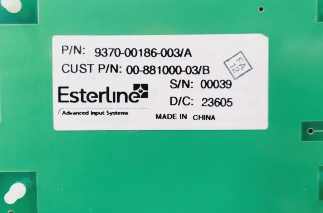 GE OEC 6800 ESP Cart 9370-00186-003 Panel Assy Control 00-879280-03 Rev H GE