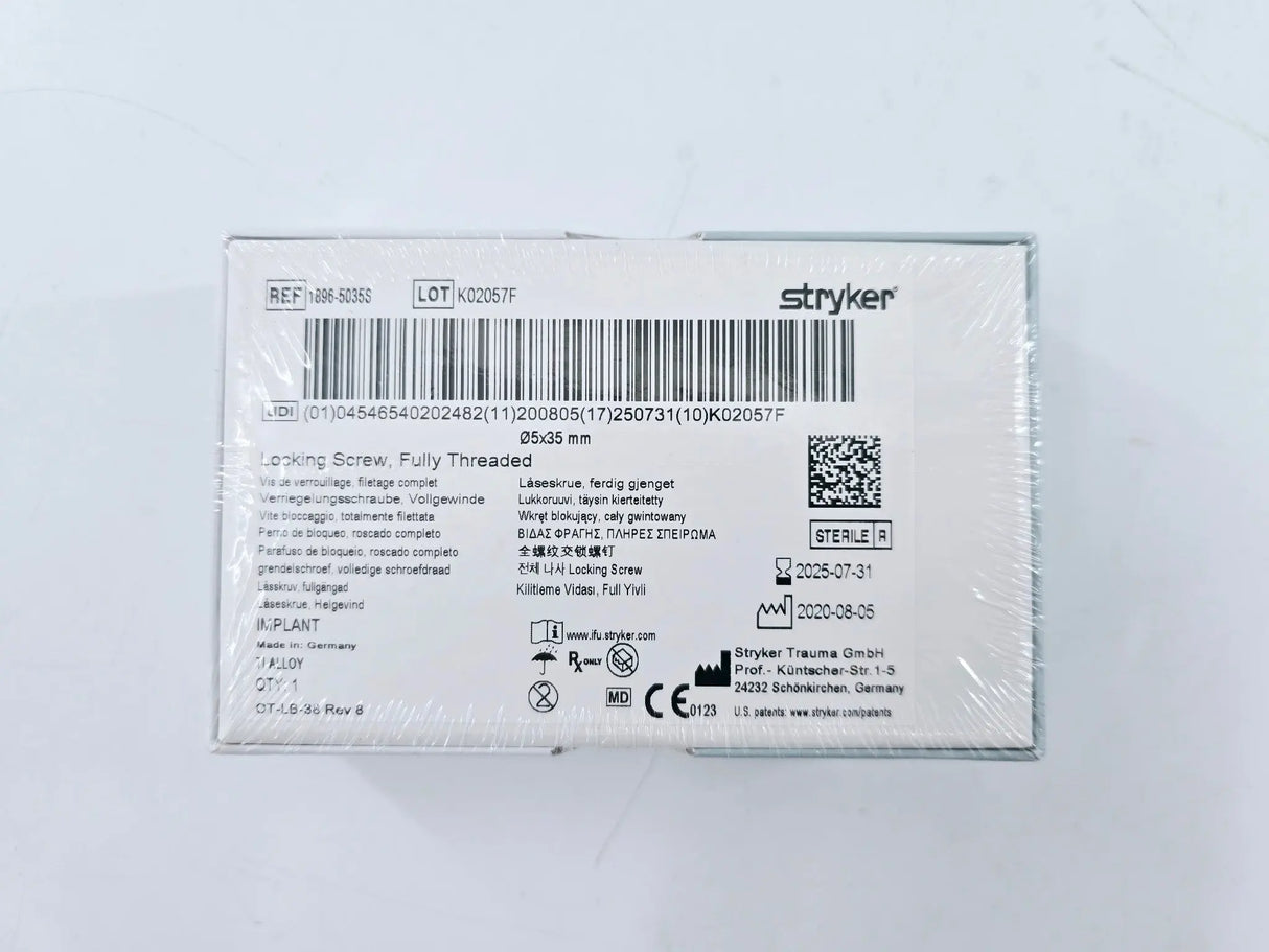 Stryker Trauma 1896-5035S Locking Screw, Fully Threaded 5mm x 35mm Stryker Trauma