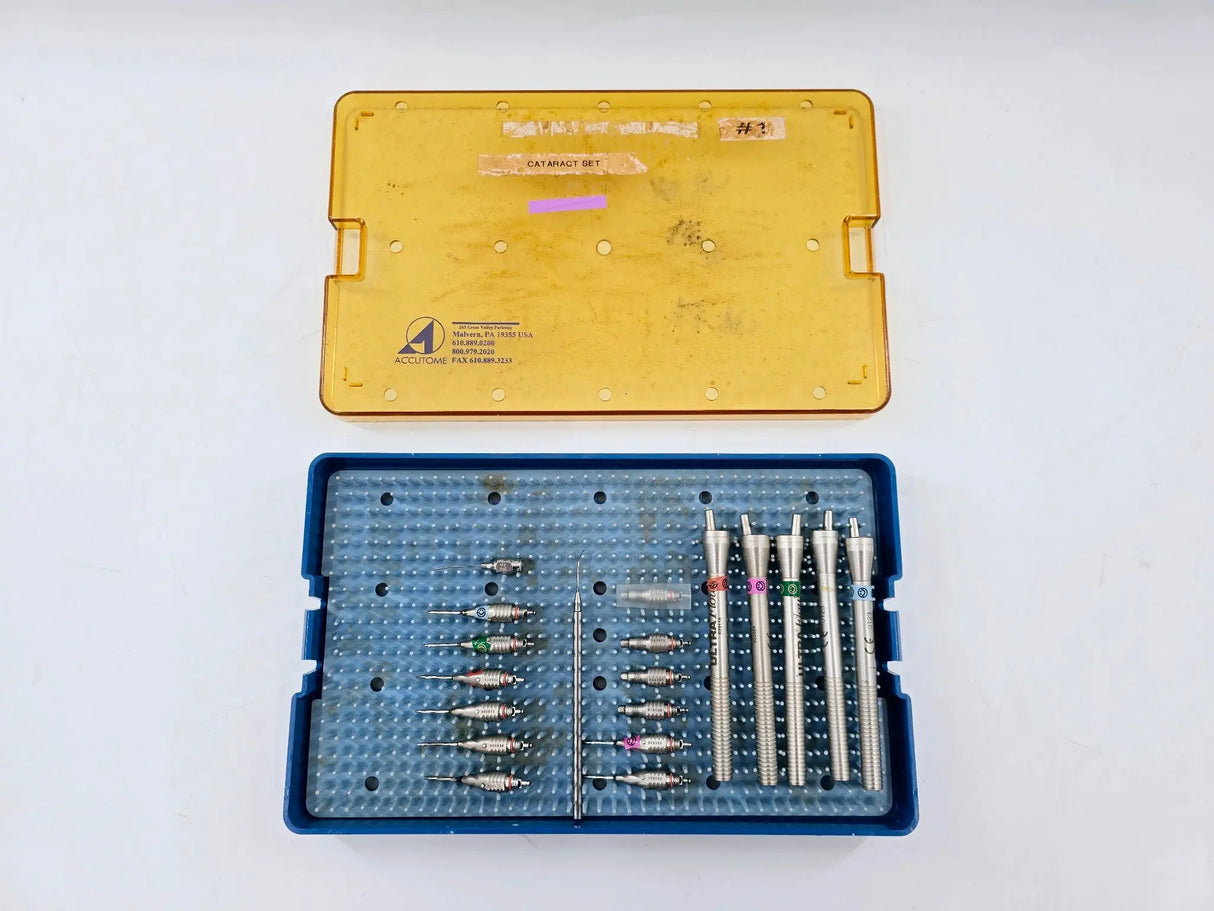 Alcon Ultraflow Handpieces (5) & Assorted Tips 20-Piece Cataracts Set w/ Case Alcon