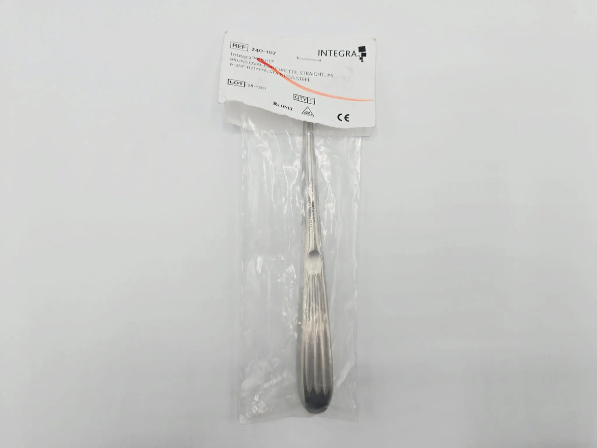 Integra Jarit 240-107 Orthopedic Size 5 Straight Burns Oval Cup Curette 7" NEW Primis Medical