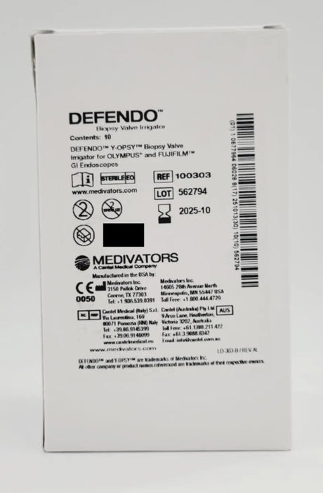 Medivators 100303 Defendo Y-Opsy Biopsy Irrigation Valve Box of 10 Medivators