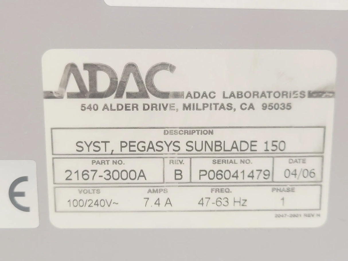 Philips ADAC Forte Camera 2167-3000A Sunblade 150 Pegasys System & Keyboard Sun Microsystems