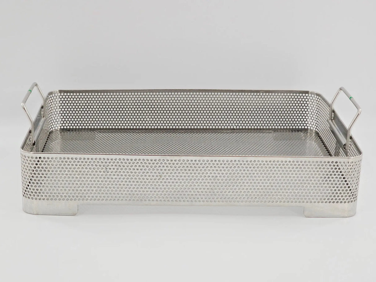 Stainless Steel Perforated Sterilization Basket 16 x 11 x 3 w/ Handles Primis Medical
