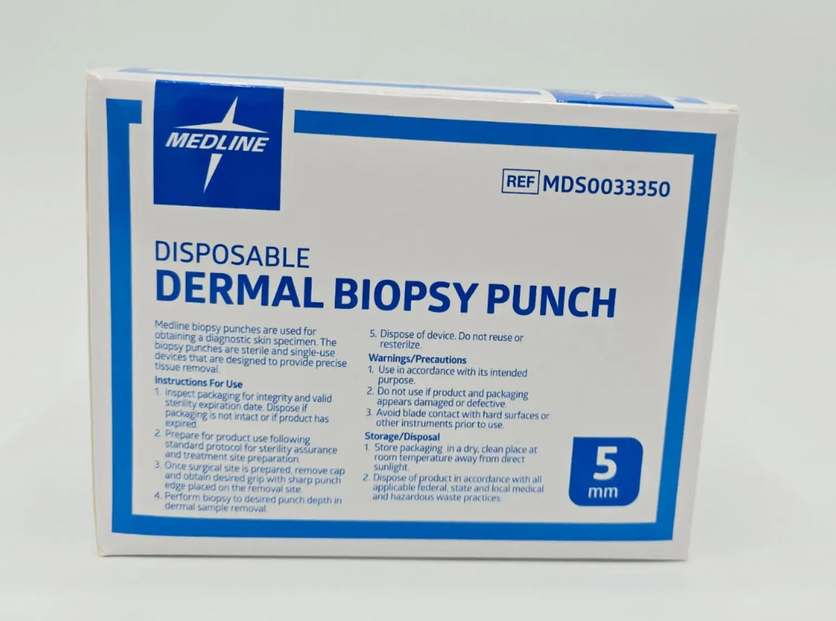Medline MDS0033350 Disposable Dermal Biopsy Punch 5mm Sterile 50/ Box Primis Medical