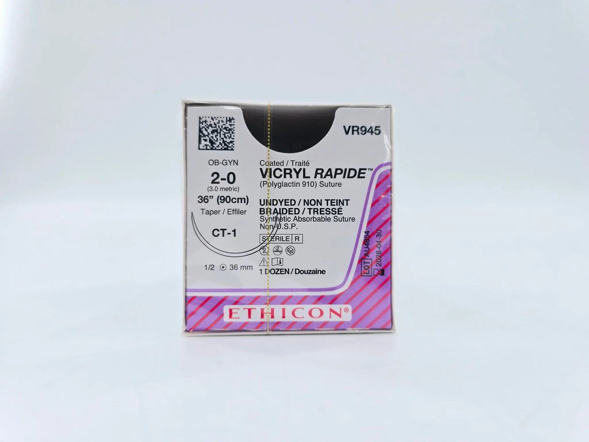 Ethicon VR945 2-0 VICRYL RAPIDE UNDYED 1X36" CT-1 Box of 12 Ethicon