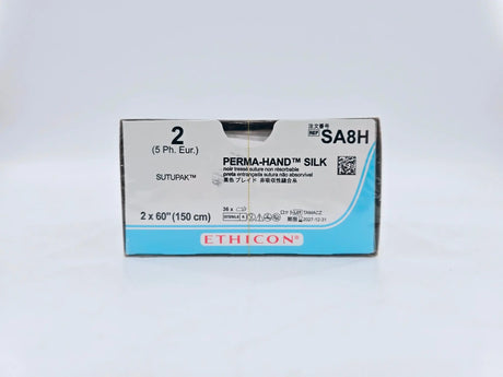 Ethicon SA8H 2 PERMA HAND BLACK 2X60" TIE Box of 36 Ethicon