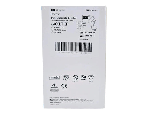 Covidien 60XLTCP Tracheostomy Tube XLT Cuffed Proximal w/ Disposable Inner Cannula Covidien