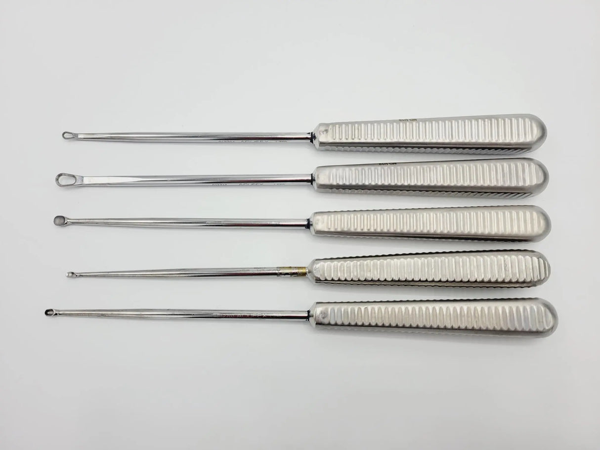Acufex Curettes Regular & Ring w/ Sterilization Case Set of 5 Acufex