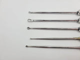 Acufex Curettes Regular & Ring w/ Sterilization Case Set of 5 Acufex