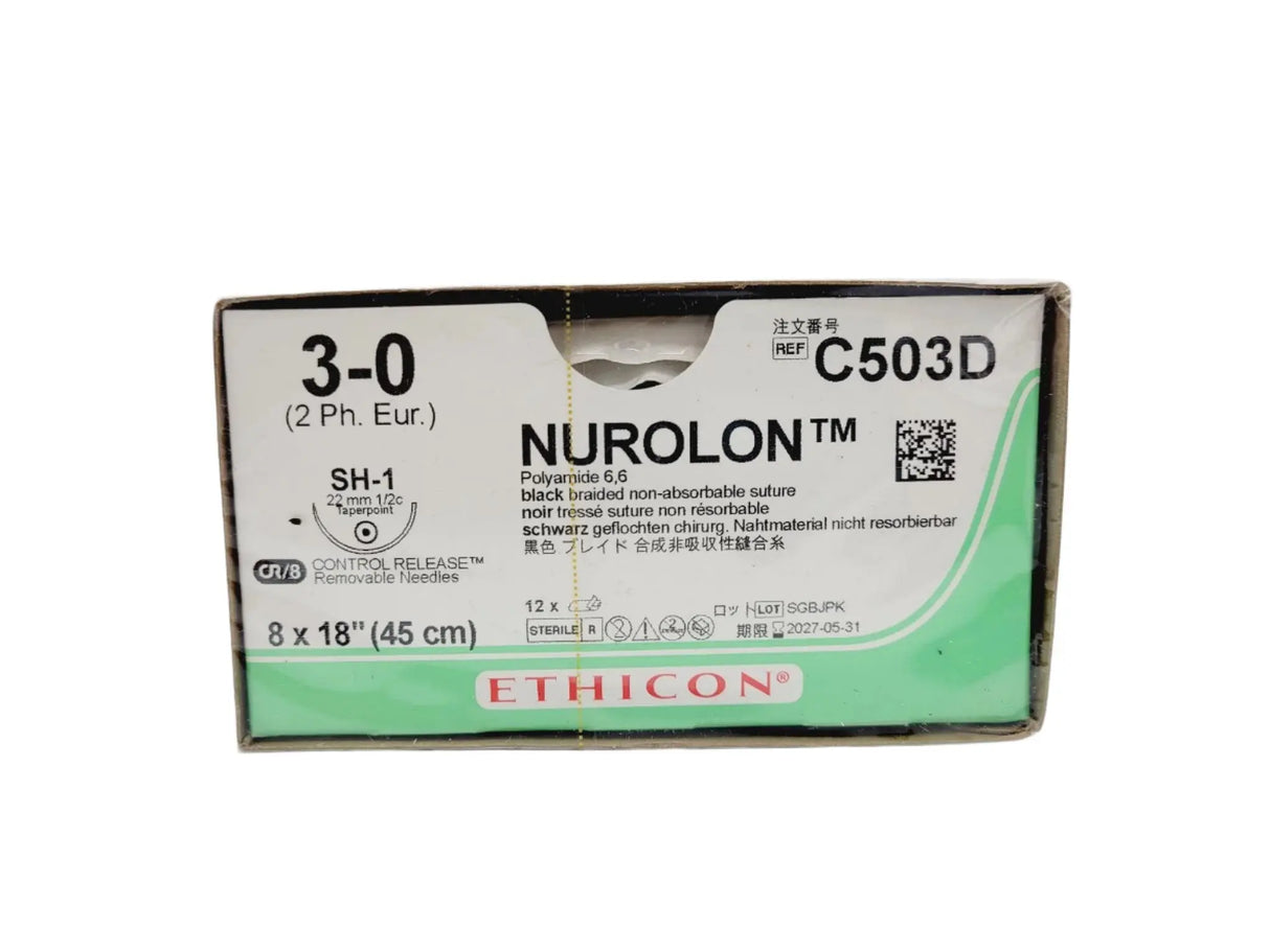 Ethicon NUROLON C503D 3-0 SH-1 22mm Polyamide 6,6 18", Box of 12 Ethicon
