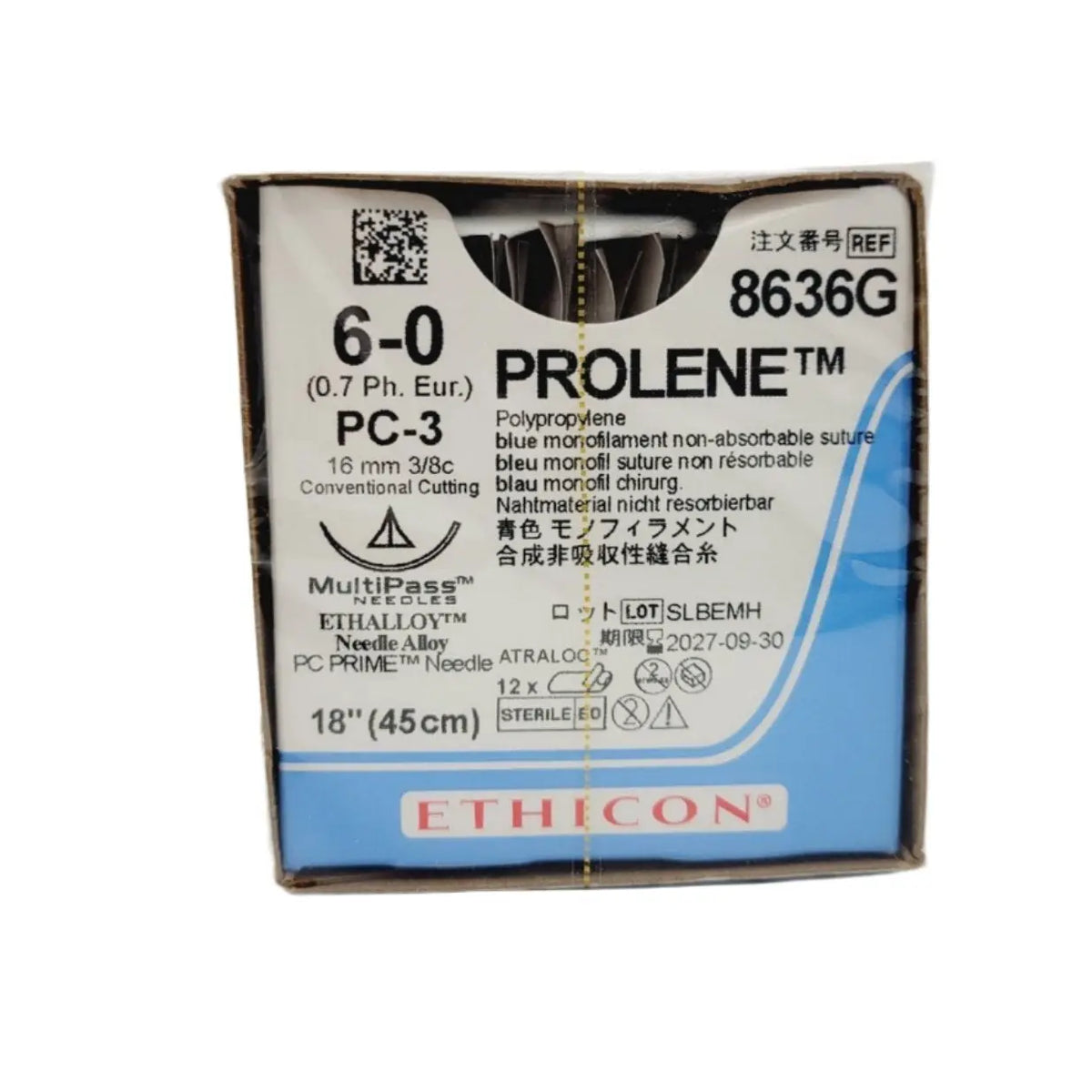 Ethicon PROLENE 8636G 6-0 PC-3 16mm Polypropylene 18