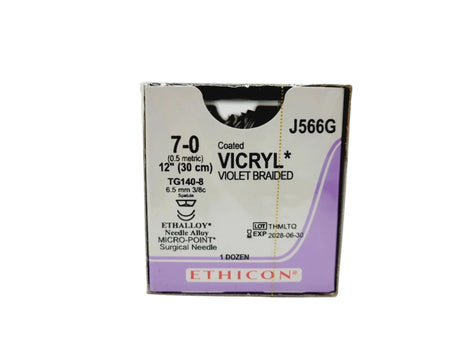 Ethicon Coated VICRYL J556G 7-0 TG140-8 6.5mm Polyglactin 910 12", Box of 12 Ethicon