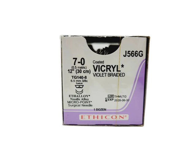 Ethicon Coated VICRYL J556G 7-0 TG140-8 6.5mm Polyglactin 910 12", Box of 12 Ethicon