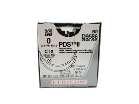 Ethicon D9586 PDS II 0 VIOLET 1X18" CTX DOUBLE ARMED, Box of 12 Ethicon