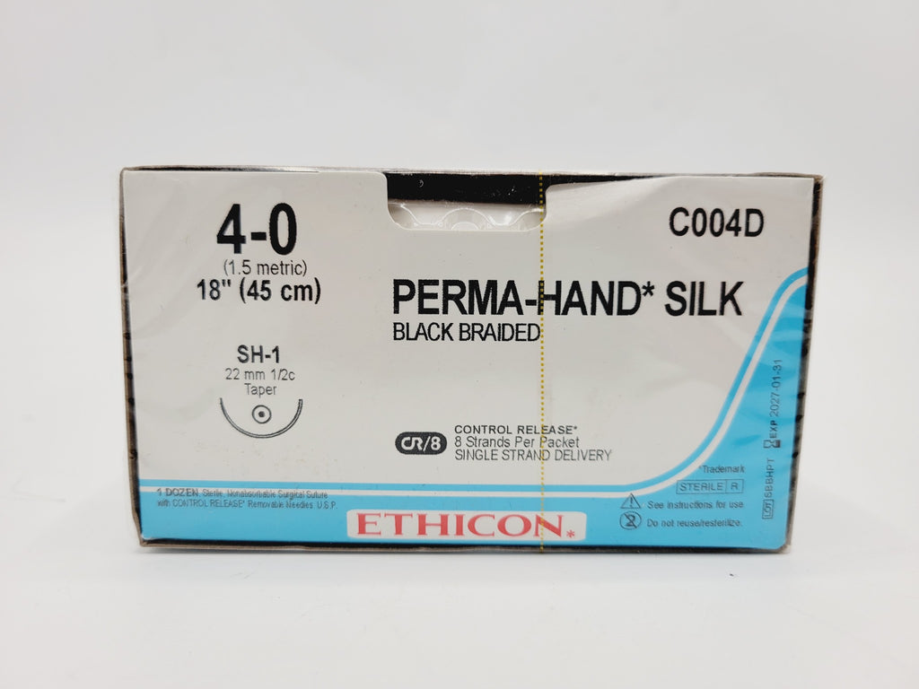 Ethicon C004D 4-0 PERMA HAND BLACK 8X18" SH-1 CR, Box of 12