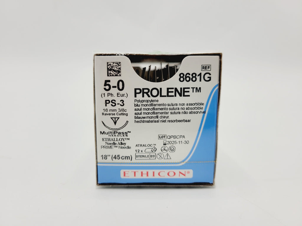 Ethicon 8681G 5-0 PROLENE BLUE 1X18" PS-3, Box of 12