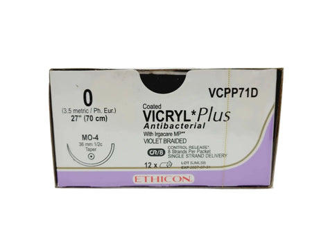 Ethicon VCPP71D 0 COATED VICRYL PLUS VIOLET 8X27" MO-4 CR, Box of 12 Ethicon
