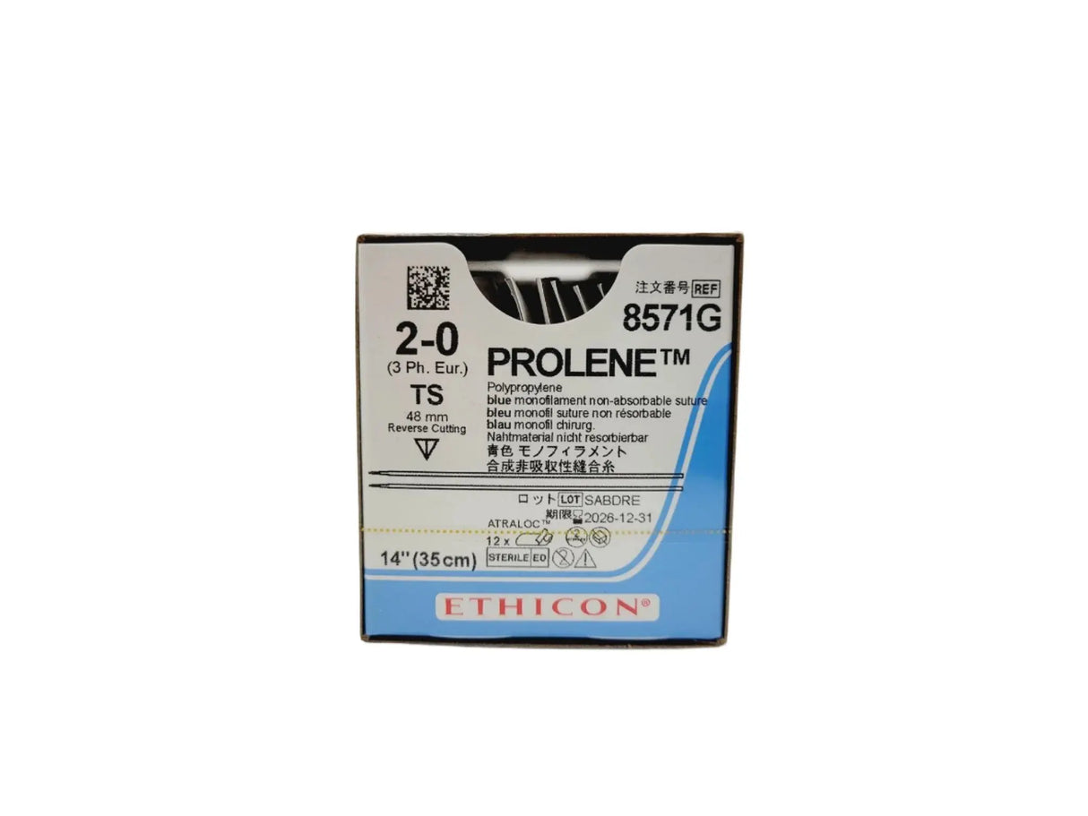 Ethicon 8571G 2-0 PROLENE BLUE 1X14" TS DOUBLE ARMED, Box of 12 Ethicon