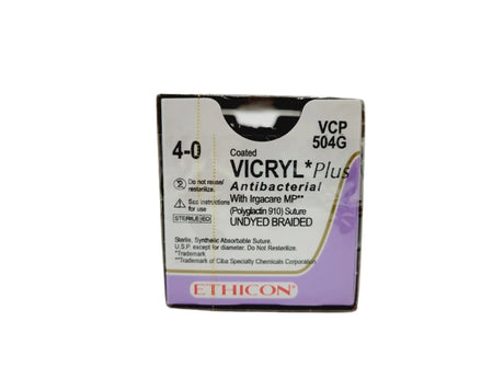 Ethicon VCP504G 4-0 COATED VICRYL PLUS UNDYED 1X18" P-2, Box of 12 Ethicon