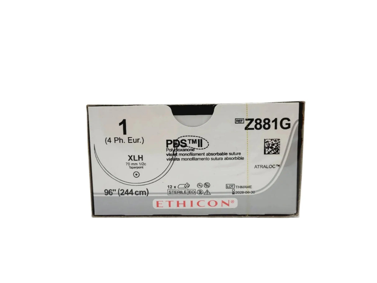 Ethicon Z881G 1 PDS II VIOLET 1X96" LOOPED 48" XLH, Box of 12 Ethicon