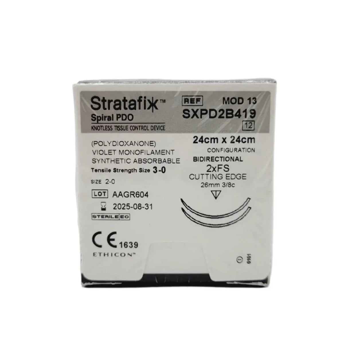 Ethicon SXPD2B419 3-0 STRATAFIX Spiral PDO 24cm FS BIDIRECTIONAL , Box of 12 Ethicon