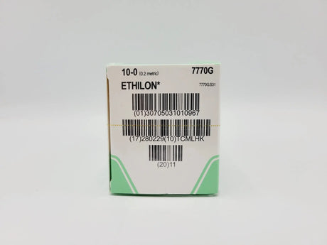 Ethicon 7770G 10-0 ETHILON BLACK 1X12" TG140-6 DOUBLE ARMED Box of 12 Ethicon