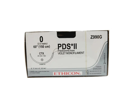 Ethicon Z990G 0 PDS II VIOLET 1X60" LOOPED 30" CTX Box of 12 (Short Dated) Ethicon