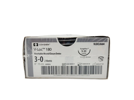 Covidien VLOCL0604 3-0 V-Loc 180 1X6" V-20 BARBED POLYGLYCONATE, Box of 12 Ethicon