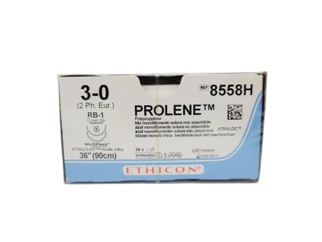 Ethicon 8558H 3-0 PROLENE BLUE 1X36" RB-1 DOUBLE ARMED Box of 36 Ethicon