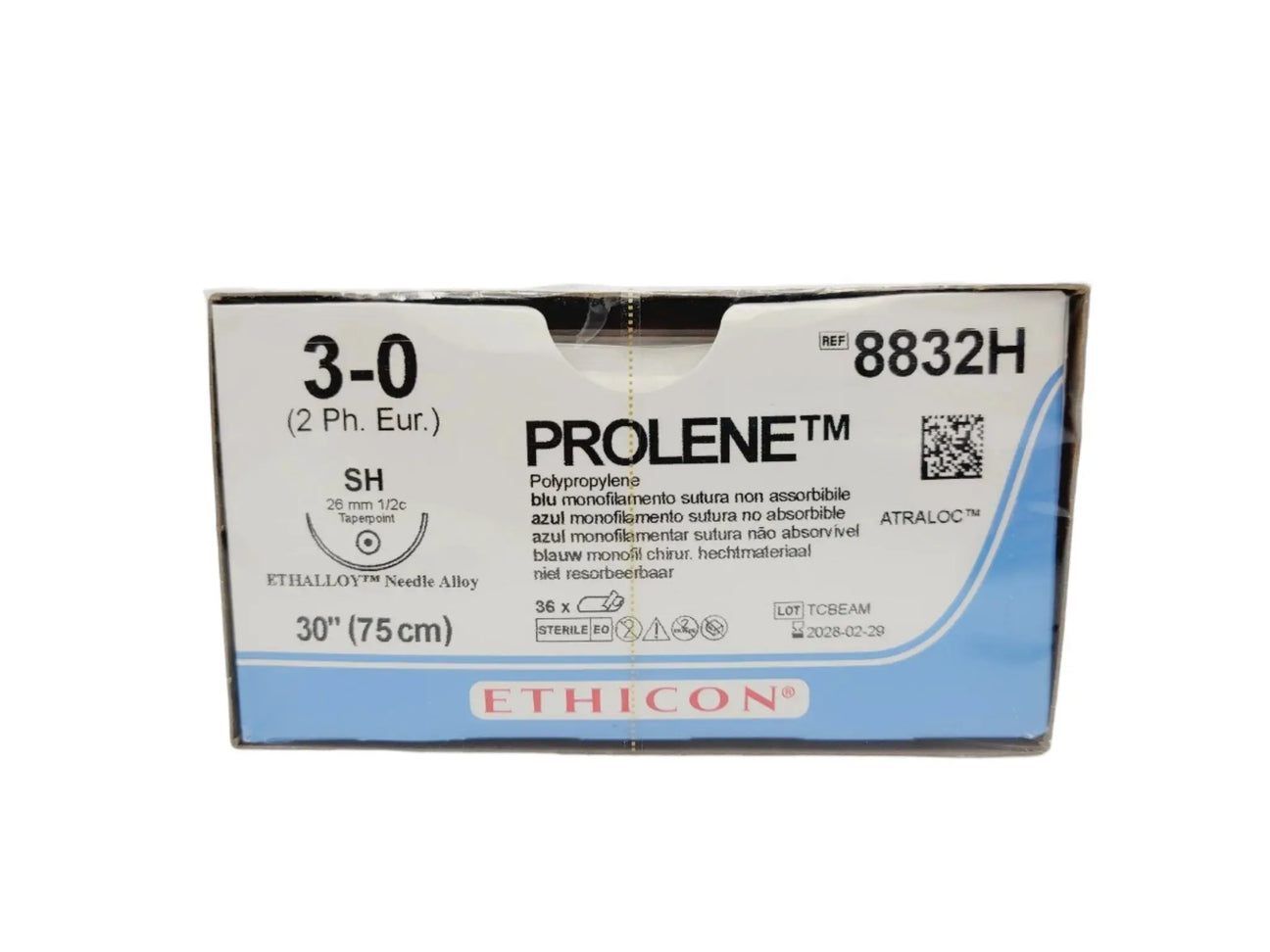 Ethicon 8832H 3-0 PROLENE BLUE 1X30" SH Box of 36 Ethicon